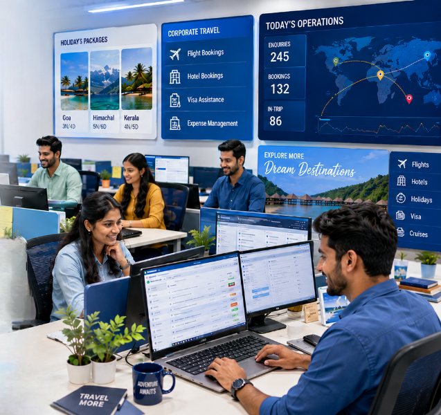 Hospitality operations team managing travel bookings